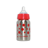OrganicKidz Stainless Steel Wide Mouth 6M+ Baby Bottle Fast Flow 9oz - Red