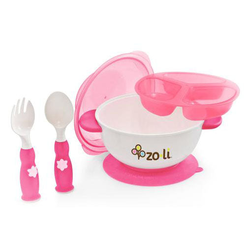 Zoli STUCK Suction Feeding Bowl Kit - Pink