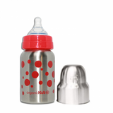 OrganicKidz Stainless Steel Wide Mouth 6M+ Baby Bottle Fast Flow 9oz - Red