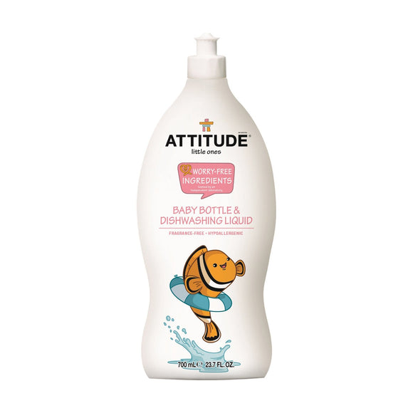 Attitude Baby Bottle & Dishwashing Liquid Fragrance Free 700ml - fifibaby